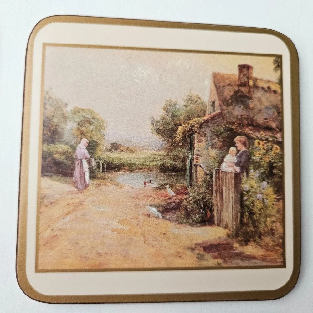 Pimpernel Coasters Country Life 4 x 4 England Village Cork Backed Mat Set 6 Read